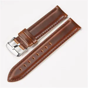 YANGQI yaoqijie Watch Accessories Quick Release Watchbands 18 20 22 Mm Leather Watch Strap Compatible with DW Daniel Wellington Watch Band Lasting (Band Color : Brown Silver Clasp, Band Width : 18mm)