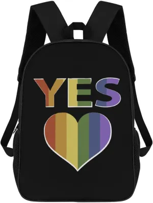 Yes Marriage Equality LGBTQ Travel Laptop Backpack for Men Women Fashion 17 Inch Shoulder Bag Bookbag Daypack