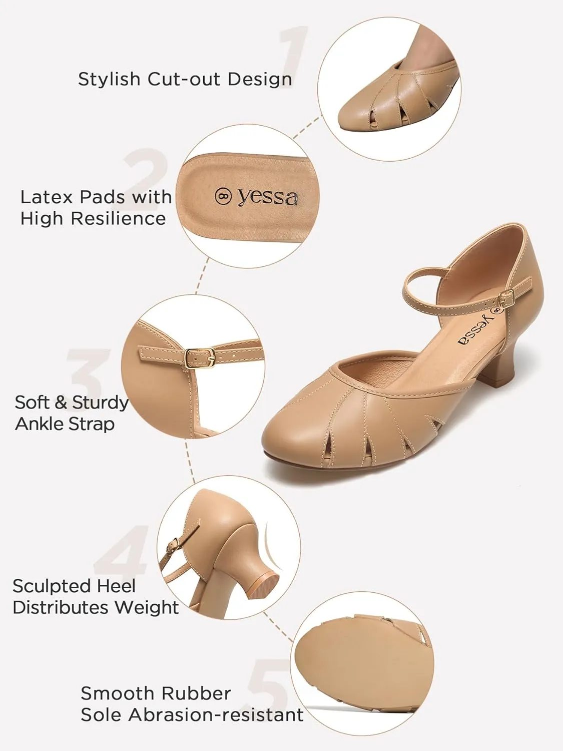 YESSA 1920s Shoes for Women Character Shoes Ankle Strap Dance Shoes for Ballroom Salsa Folklorico Tango Swing 2" Dancing Heels