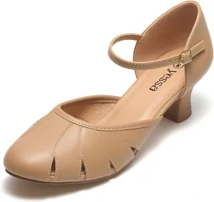 YESSA 1920s Shoes for Women Character Shoes Ankle Strap Dance Shoes for Ballroom Salsa Folklorico Tango Swing 2" Dancing Heels