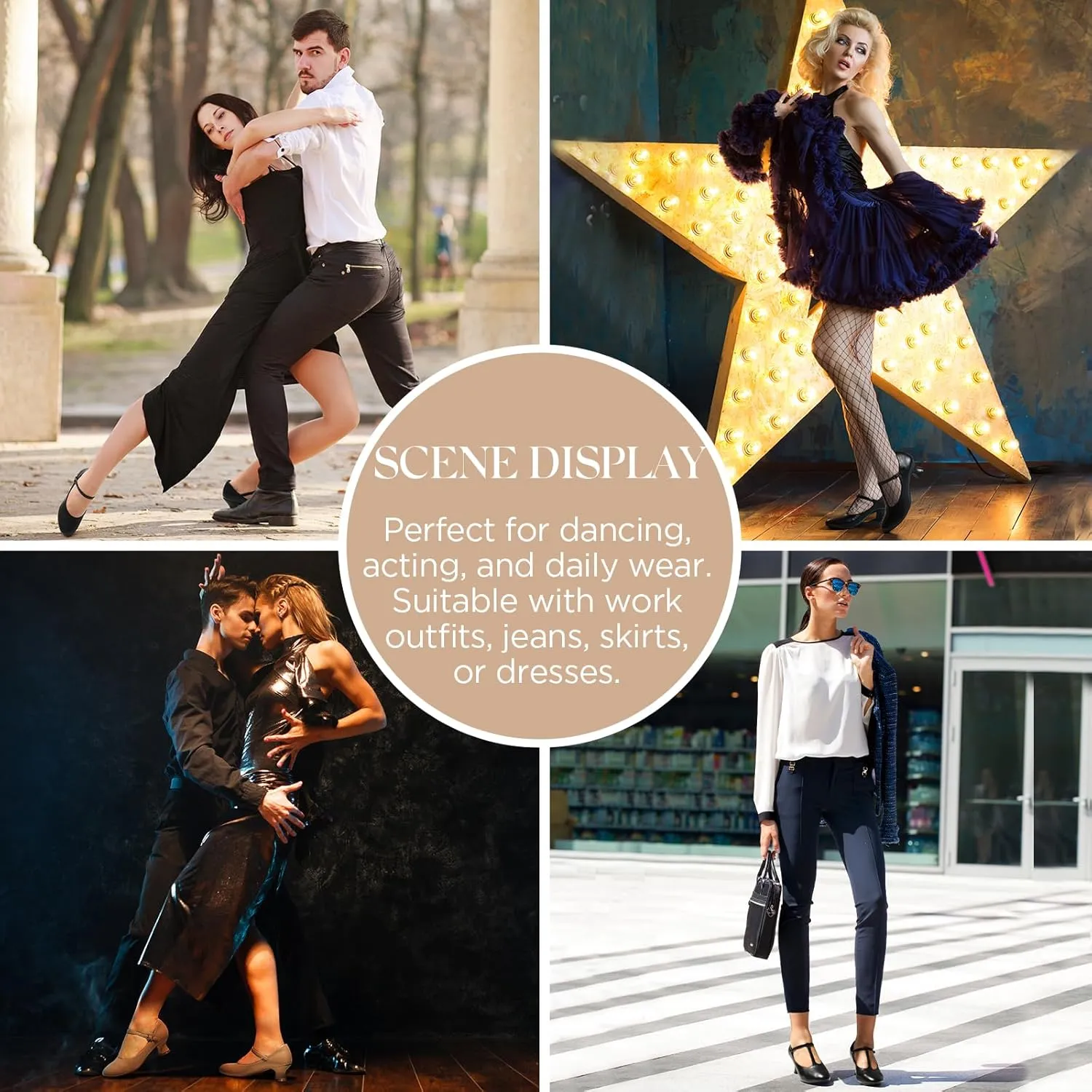 YESSA T-Strap Character Shoes for Women Dance Shoes 1920s Shoes for Ballroom Latin Salsa Folklorico Flamenco Tango Swing 2"/2.5"