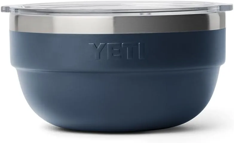 YETI Rambler Bowls, Vacuum Insulated, Stackable and Nestable Stainless Steel Bowl with Lid, 1 Quart, Navy