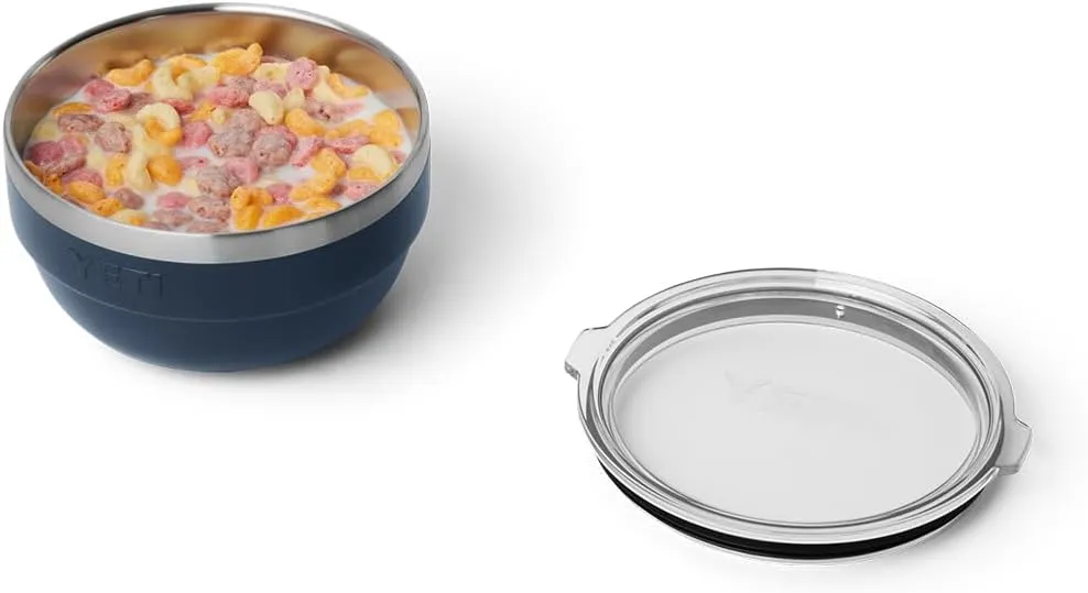YETI Rambler Bowls, Vacuum Insulated, Stackable and Nestable Stainless Steel Bowl with Lid, 1 Quart, Navy