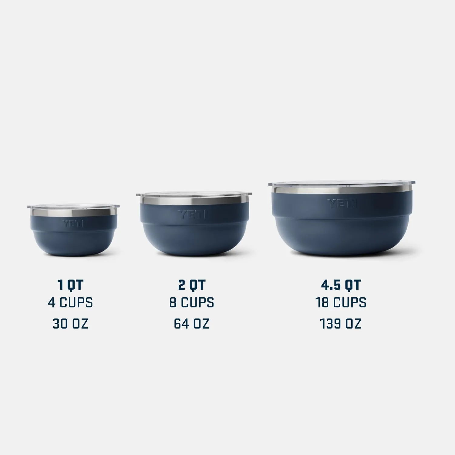 YETI Rambler Bowls, Vacuum Insulated, Stackable and Nestable Stainless Steel Bowl with Lid, 1 Quart, Navy