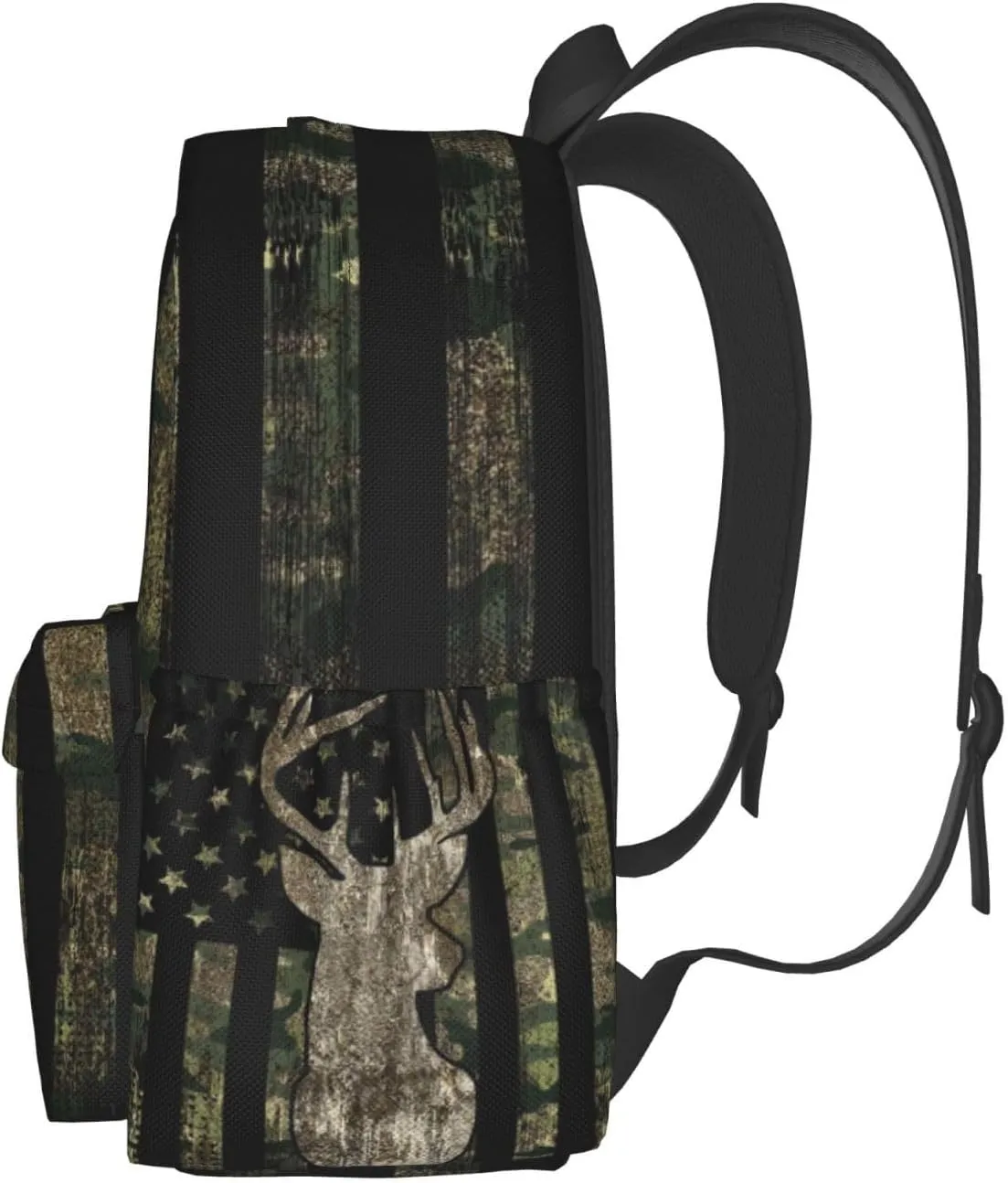 YETTA YANG camouflage Backpack Camo Retro Hunting Tactical Army American Flag Deer Laptop Travel Bag With Multiple Pockets Casual Hiking Gym Sport Women Men