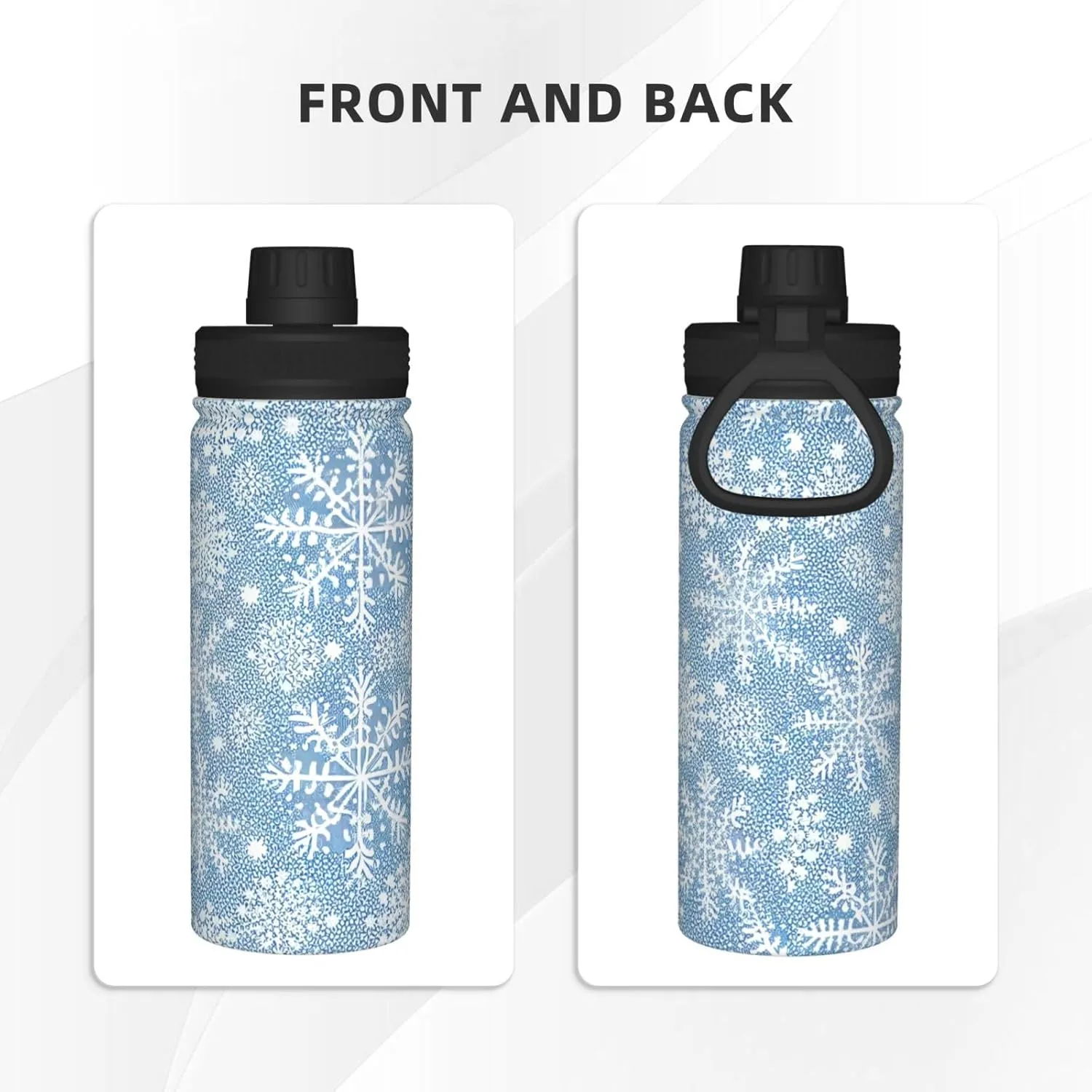 Yin And Yang Ornament On Background pattern Sports Leak Proof Water Bottle 18 oz, Insulated Water Bottles for Bicycles,Fitness,Yoga,Hiking etc.Black And White