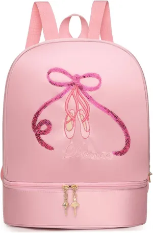 Yitengteng Ballet Dance Backpack with Separate Shoe Compartment,Little Girls Ballerina Bag Embroidery Dance Toddler Bag Storage Bag