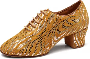 YKXLM Ballroom Dance Shoes Practice Shining Colorful Closed Toe Dance Shoes,K4
