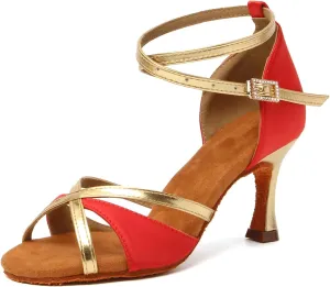 YKXLM Latin Dance Shoes Ballroom Women Salsa Tango Performance Practice Dancing Shoes,259