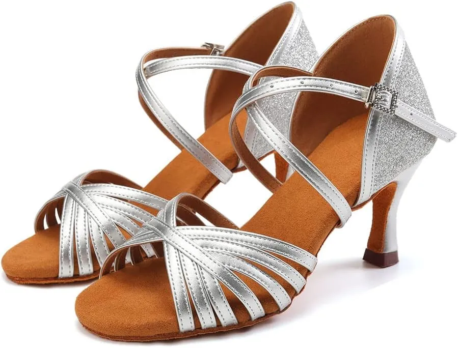 YKXLM Latin Dance Shoes Ballroom Women Salsa Tango Performance Practice Dancing Shoes,259