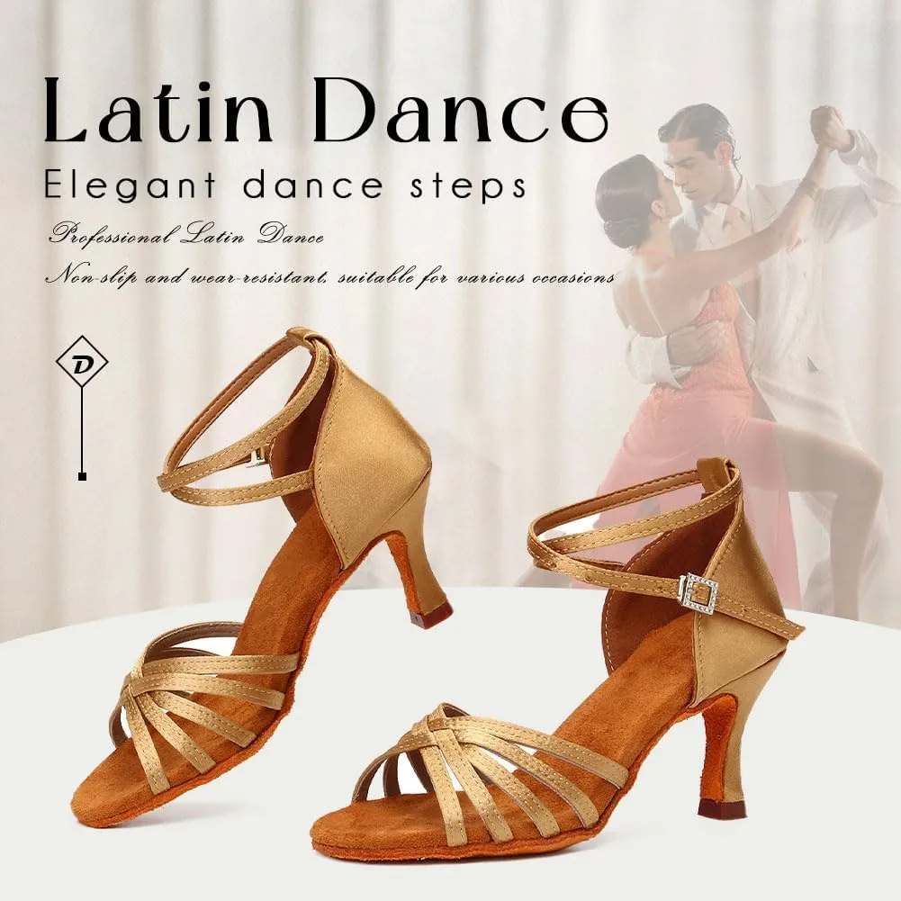 YKXLM Latin Dance Shoes Ballroom Women Salsa Tango Performance Practice Dancing Shoes,259