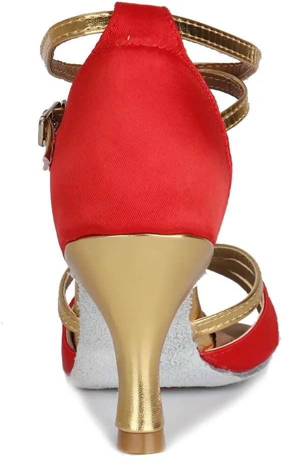 YKXLM Latin Dance Shoes Ballroom Women Salsa Tango Performance Practice Dancing Shoes,259