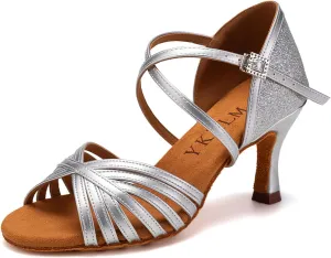 YKXLM Latin Dance Shoes Ballroom Women Salsa Tango Performance Practice Dancing Shoes,259