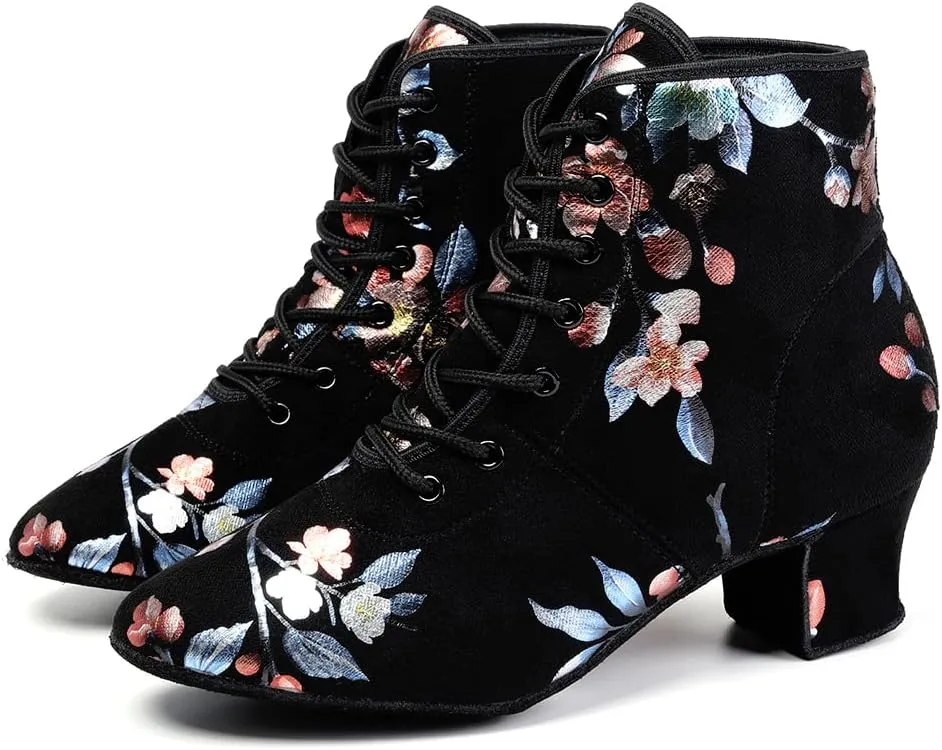 YKXLM Women's Latin Dance Shoes Closed-Toe Lace up Modern Ballroom Performence Salsa Practice Party Dancing Shoes,Model GBNJB