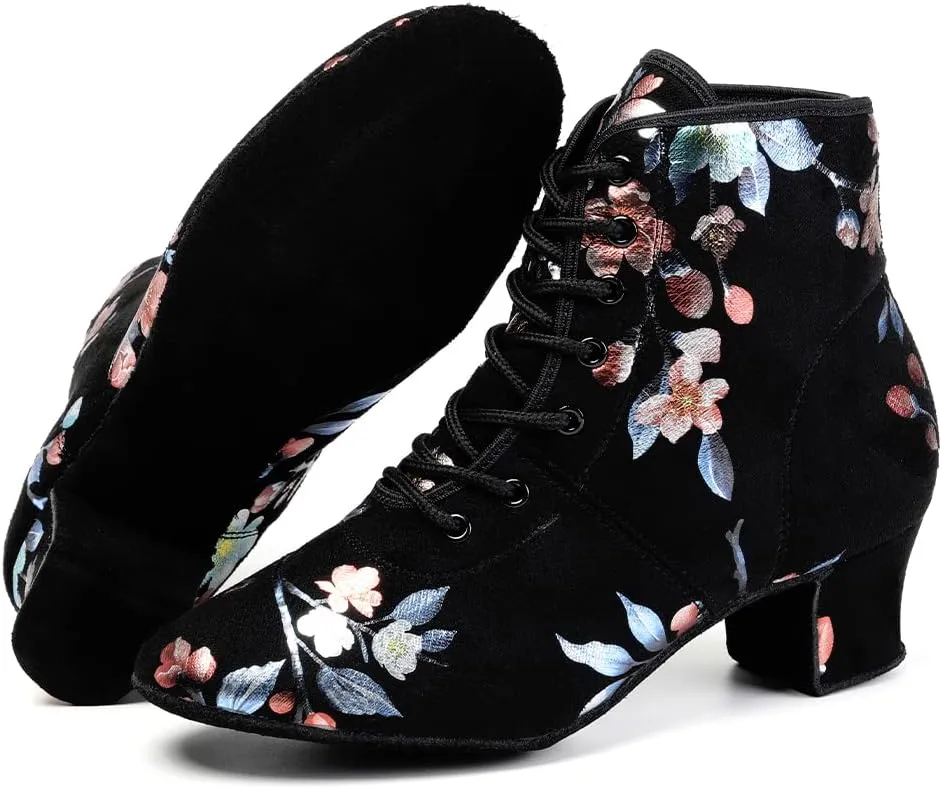 YKXLM Women's Latin Dance Shoes Closed-Toe Lace up Modern Ballroom Performence Salsa Practice Party Dancing Shoes,Model GBNJB