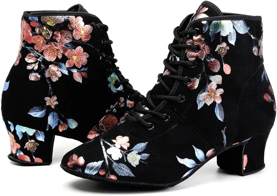 YKXLM Women's Latin Dance Shoes Closed-Toe Lace up Modern Ballroom Performence Salsa Practice Party Dancing Shoes,Model GBNJB