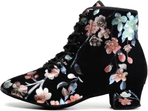 YKXLM Women's Latin Dance Shoes Closed-Toe Lace up Modern Ballroom Performence Salsa Practice Party Dancing Shoes,Model GBNJB