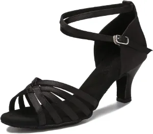 Yokala Ballroom Latin Salsa Dance Shoes Women Low Heel Practice Dancing Sandals for Social Dance Beginner S04