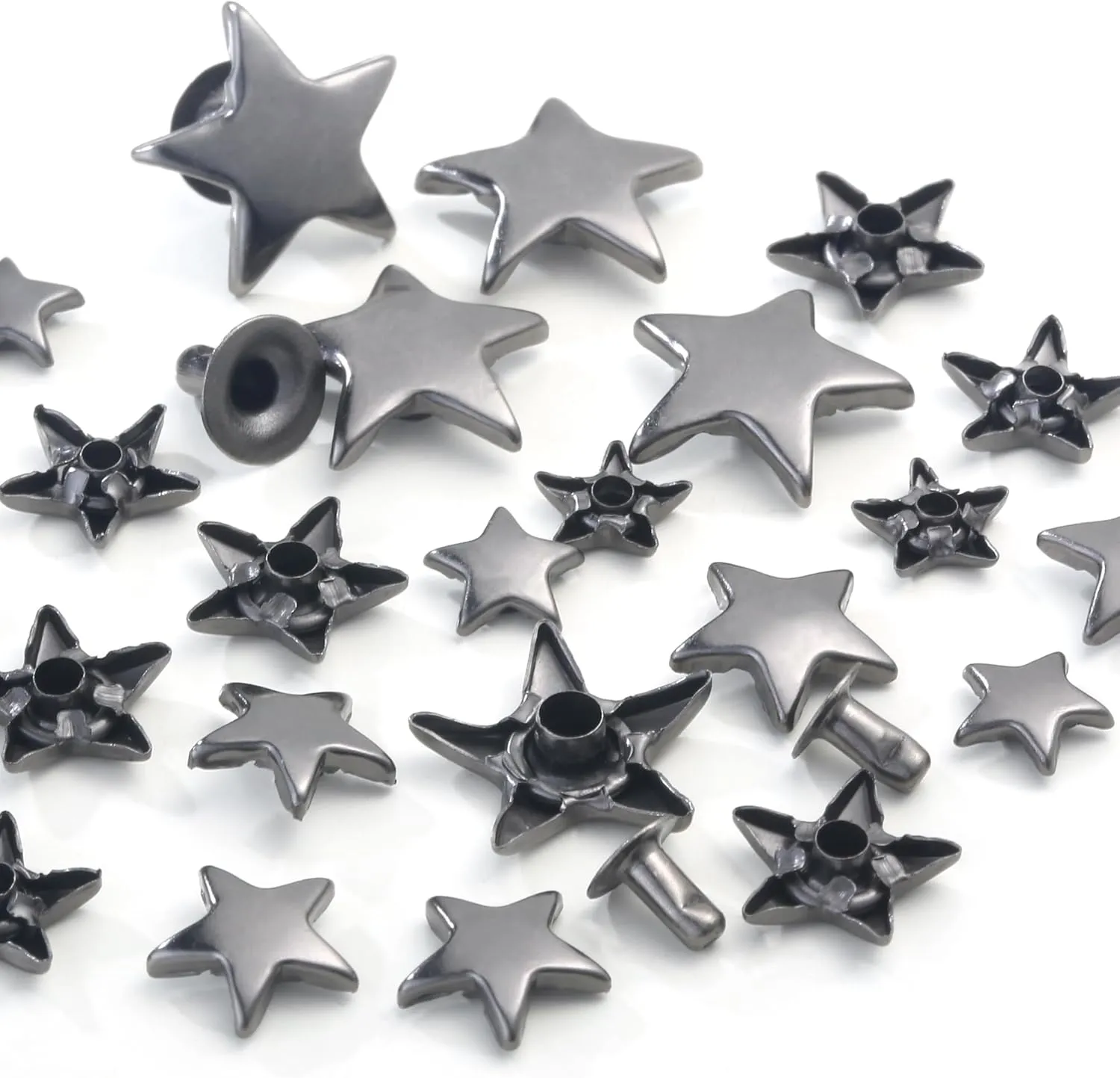 YORANYO 200 Sets Leather Rivets Kit Mixed Sizes - Star Studs for Clothing Fabric - Gunmetal Rivets With Crafting Tool for Repair Decorate Jackets Shoes Bags Belts Purse