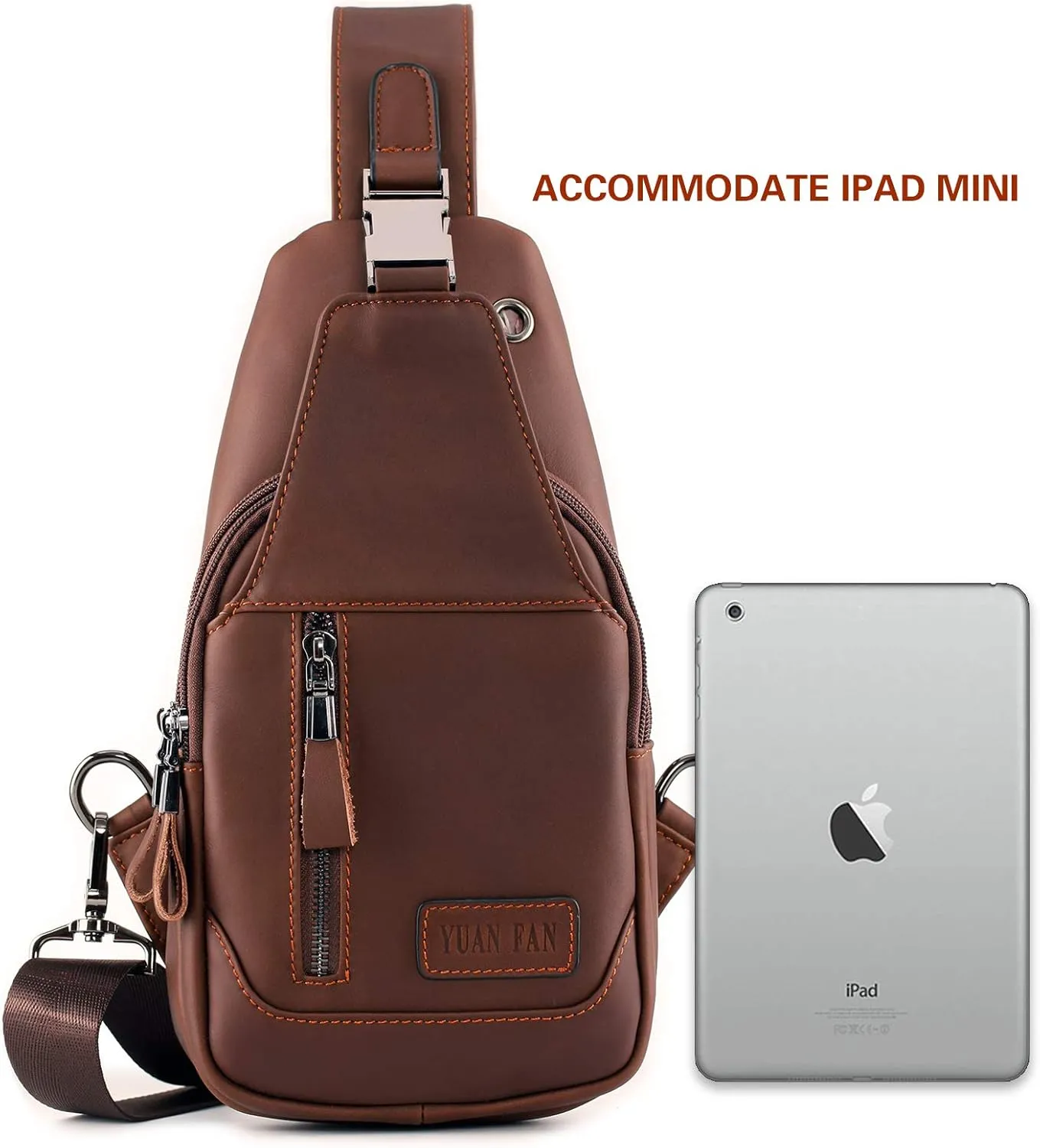 YUAN FAN Mens Cowboys Sling Bag Leather Chest Shoulder CrossBody Backpack,Purse Waterproof Anti Theft