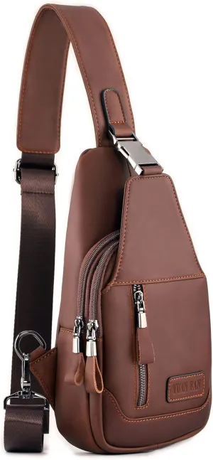 YUAN FAN Mens Cowboys Sling Bag Leather Chest Shoulder CrossBody Backpack,Purse Waterproof Anti Theft