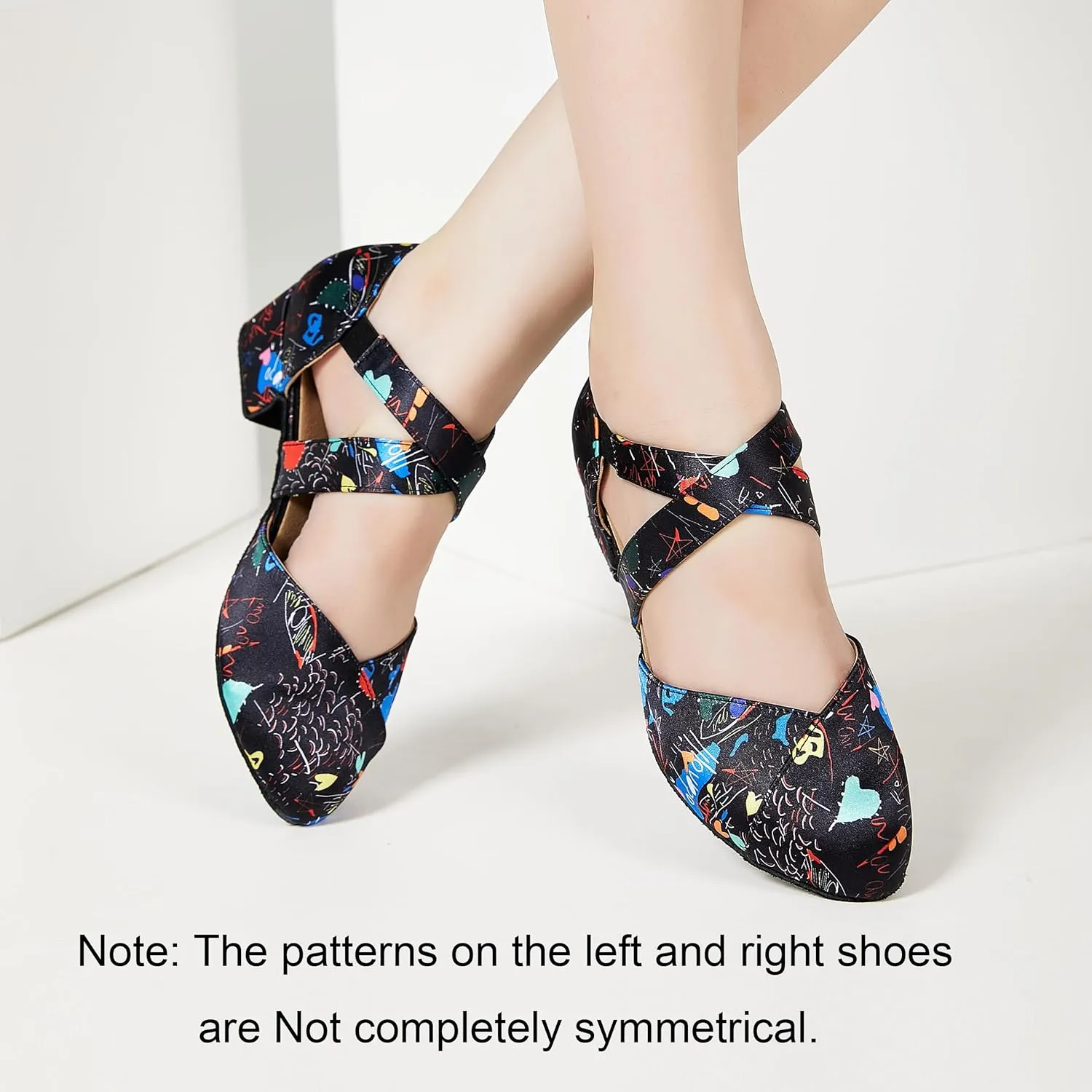 YYTing Women Swing Latin Ballroom Dance Shoes (Closed Toe, Suede Sole, Elastic Closure) 1.5 inch Heel YT26