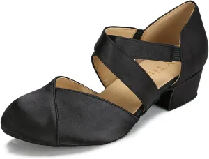 YYTing Women Swing Latin Ballroom Dance Shoes (Closed Toe, Suede Sole, Elastic Closure) 1.5 inch Heel YT26