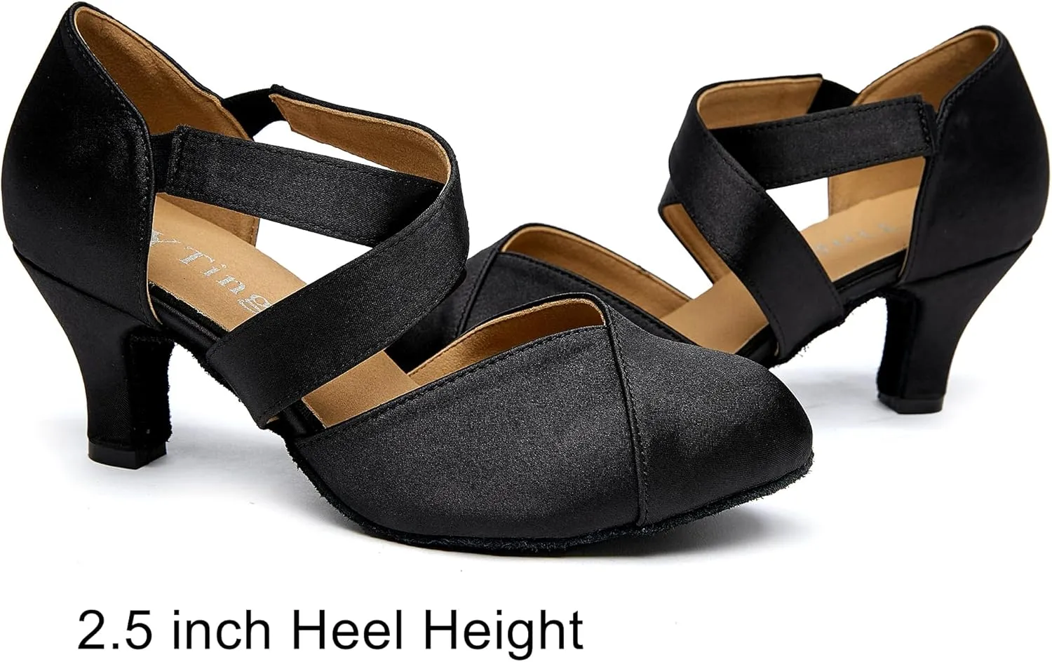 YYTing Women Swing Latin Ballroom Dance Shoes (Closed Toe, Suede Sole, Elastic Closure) 2.5 inch Heel YT28