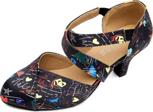 YYTing Women Swing Latin Ballroom Dance Shoes (Closed Toe, Suede Sole, Elastic Closure) 2.5 inch Heel YT28