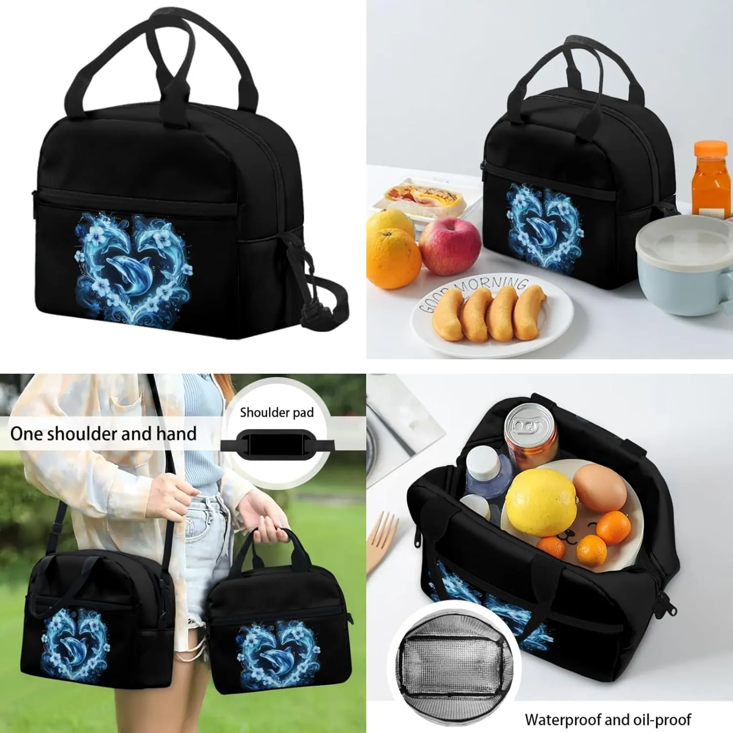 Yzaoxia Boho Backpack and Lunch Bag Set for Boys Kids Dolphins Bookbag for Girls 7-8 School Bag with Lunch Box Set 3 Pieces Book Bag 6th Grade Children Pencil Case
