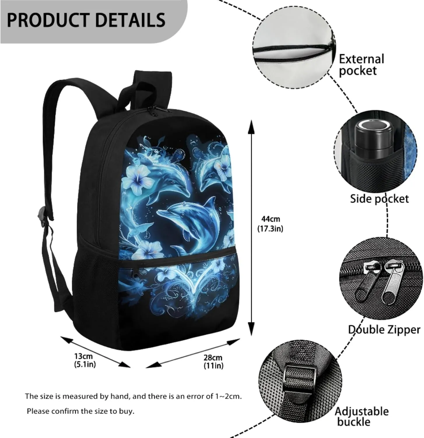 Yzaoxia Boho Backpack and Lunch Bag Set for Boys Kids Dolphins Bookbag for Girls 7-8 School Bag with Lunch Box Set 3 Pieces Book Bag 6th Grade Children Pencil Case