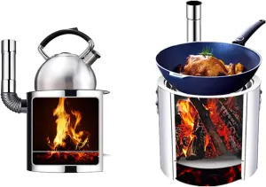 Z6 Wood Burning Stove 2-4 Person Lightweight. Compact Camp Stove Kit for Backpacking, Camping, Survival. Burns Twigs - No Batteries or Liquid Fuel Canisters Needed.