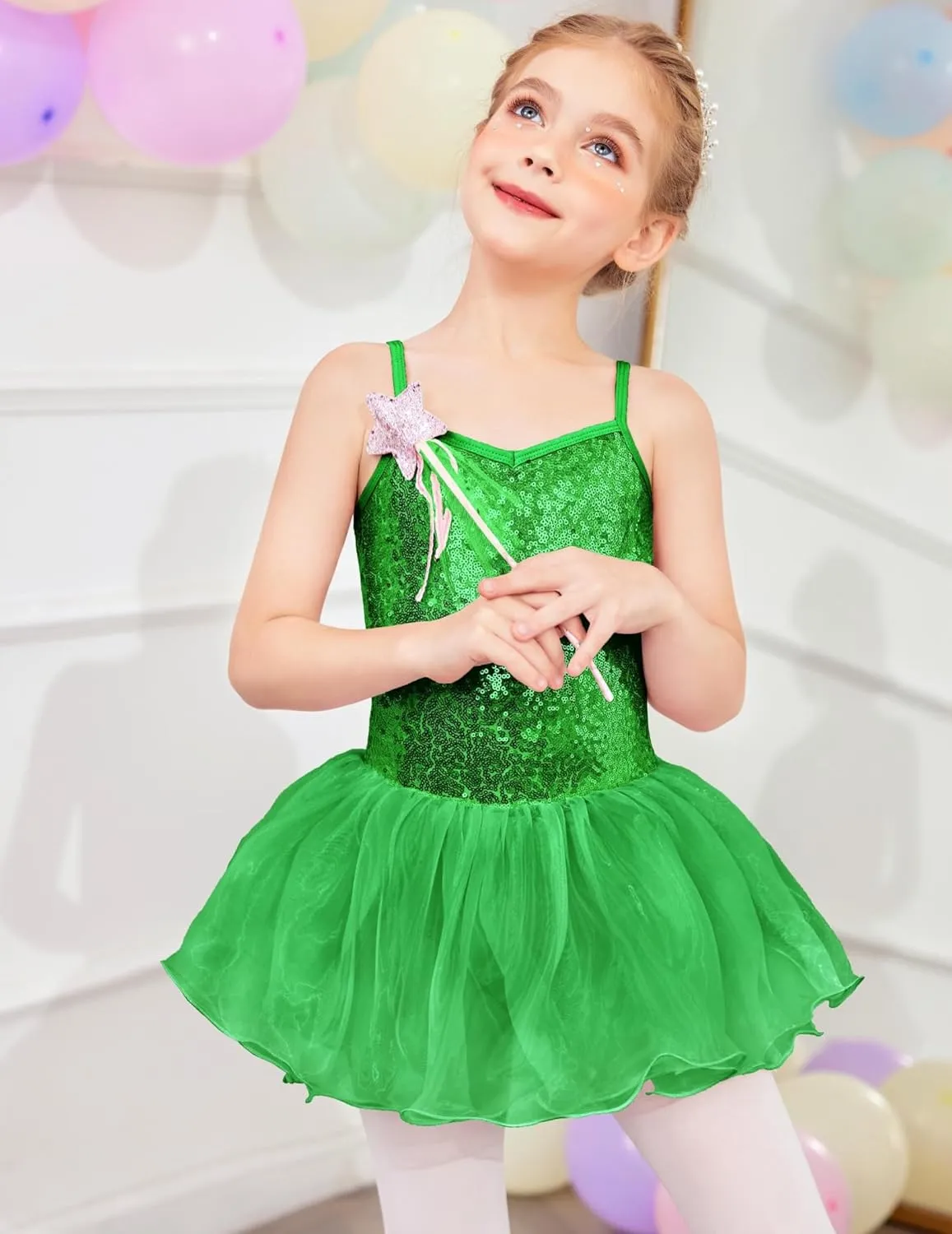 Zaclotre Little Girls Sequin Leotard Sparkly Strap Ballet Leotards Tutu Dress Ballerina Outfit Dance Costume for Kids