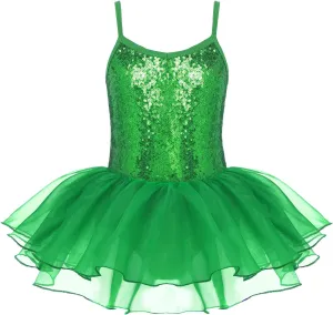 Zaclotre Little Girls Sequin Leotard Sparkly Strap Ballet Leotards Tutu Dress Ballerina Outfit Dance Costume for Kids