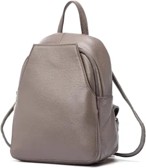 zency Charm Women Backpack 100% Genuine Leather Anti-theft Button Elegant Female Travel Bags (grey)