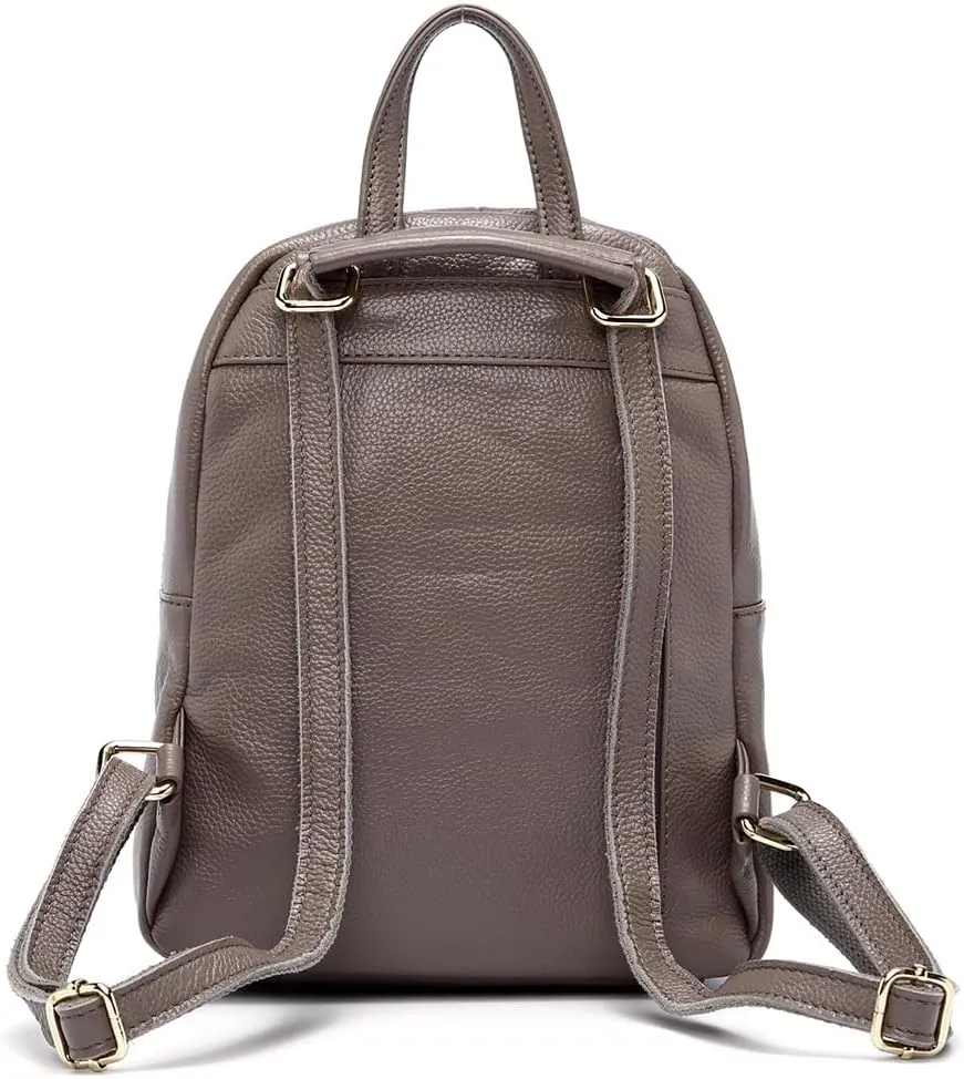 zency Charm Women Backpack 100% Genuine Leather Anti-theft Button Elegant Female Travel Bags (grey)