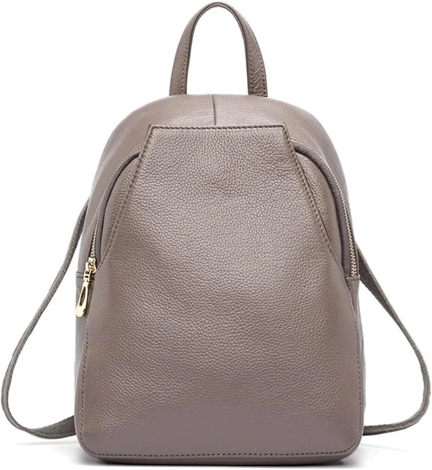zency Charm Women Backpack 100% Genuine Leather Anti-theft Button Elegant Female Travel Bags (grey)