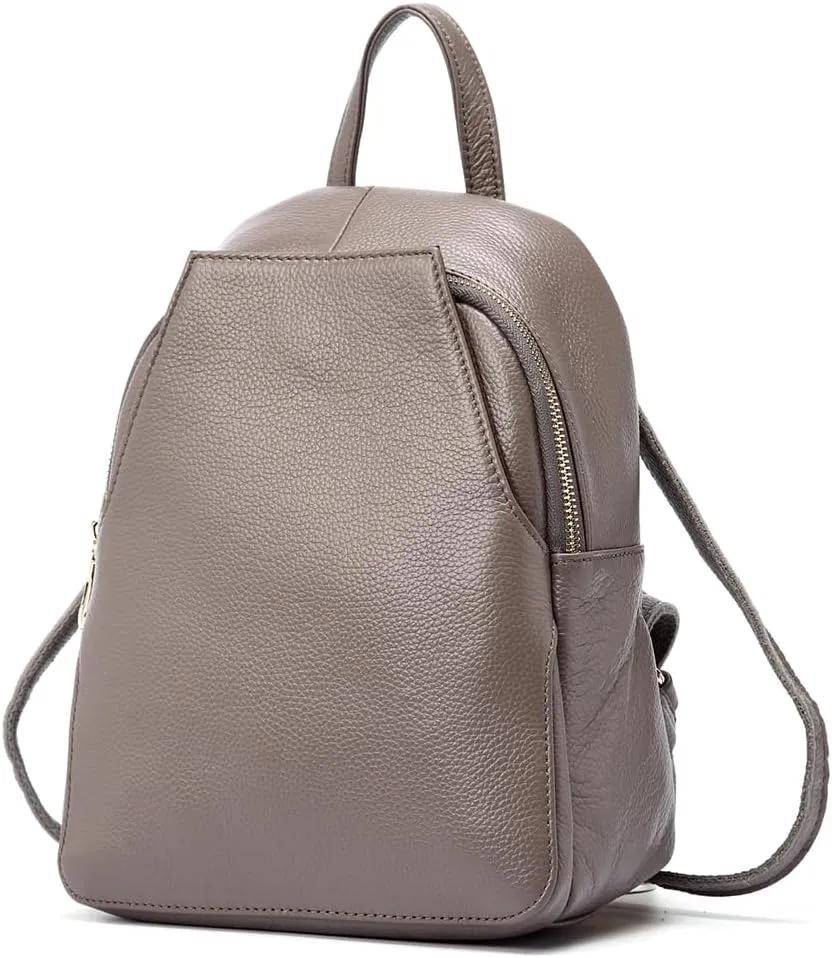 zency Charm Women Backpack 100% Genuine Leather Anti-theft Button Elegant Female Travel Bags (grey)