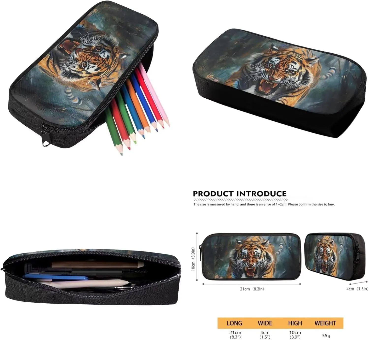 ZFRXIGN Cool Tiger School Backpack with Lunch Bag for Kids 10-12 Lightweight Zipper Pencil Pouch Water Bottle Holder with Strap Large Capacity Bookbag School Supplies Purse