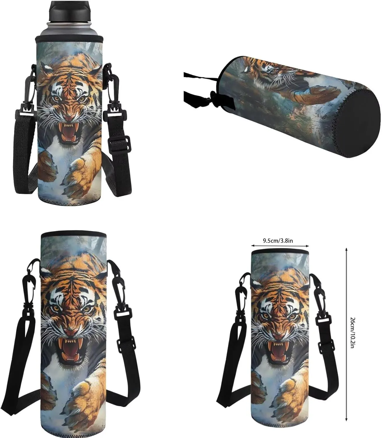 ZFRXIGN Cool Tiger School Backpack with Lunch Bag for Kids 10-12 Lightweight Zipper Pencil Pouch Water Bottle Holder with Strap Large Capacity Bookbag School Supplies Purse