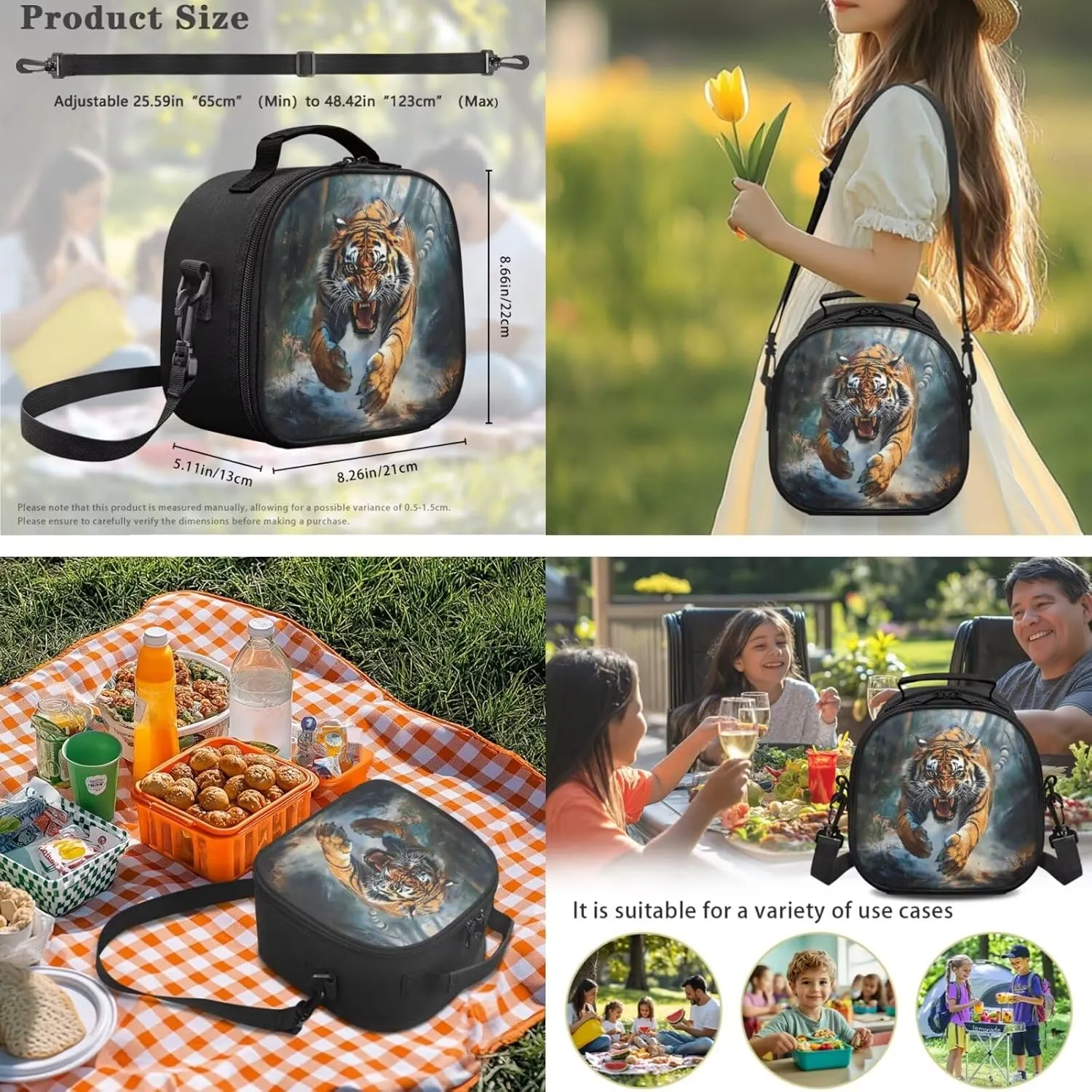 ZFRXIGN Cool Tiger School Backpack with Lunch Bag for Kids 10-12 Lightweight Zipper Pencil Pouch Water Bottle Holder with Strap Large Capacity Bookbag School Supplies Purse