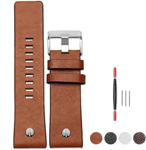 ZHUOLEI Diesel Calfskin Leather Watch Band Litchi Pattern Strap with Tool 22mm 24mm 26mm 28mm 30mm Replacement for Men's Diesel Watches
