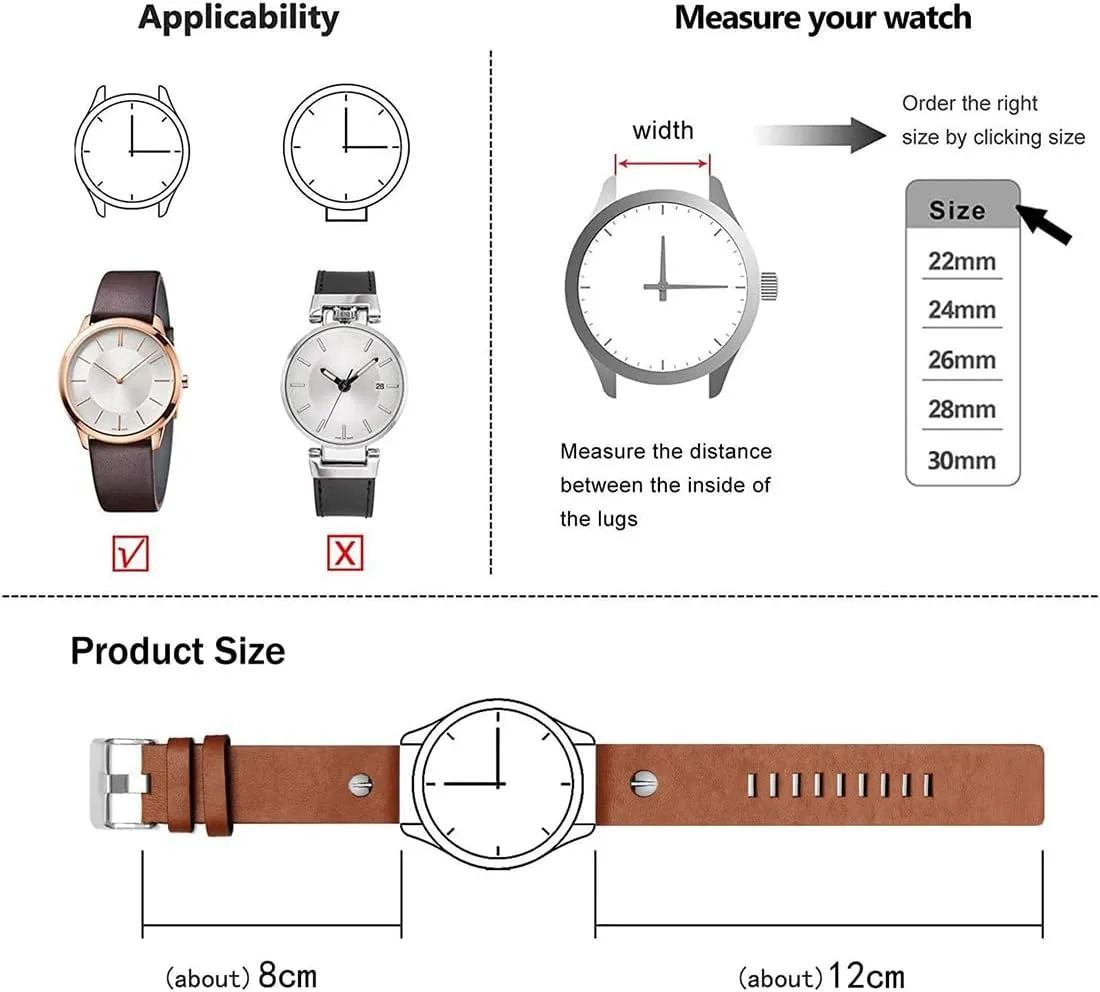 ZHUOLEI Diesel Calfskin Leather Watch Band Litchi Pattern Strap with Tool 22mm 24mm 26mm 28mm 30mm Replacement for Men's Diesel Watches
