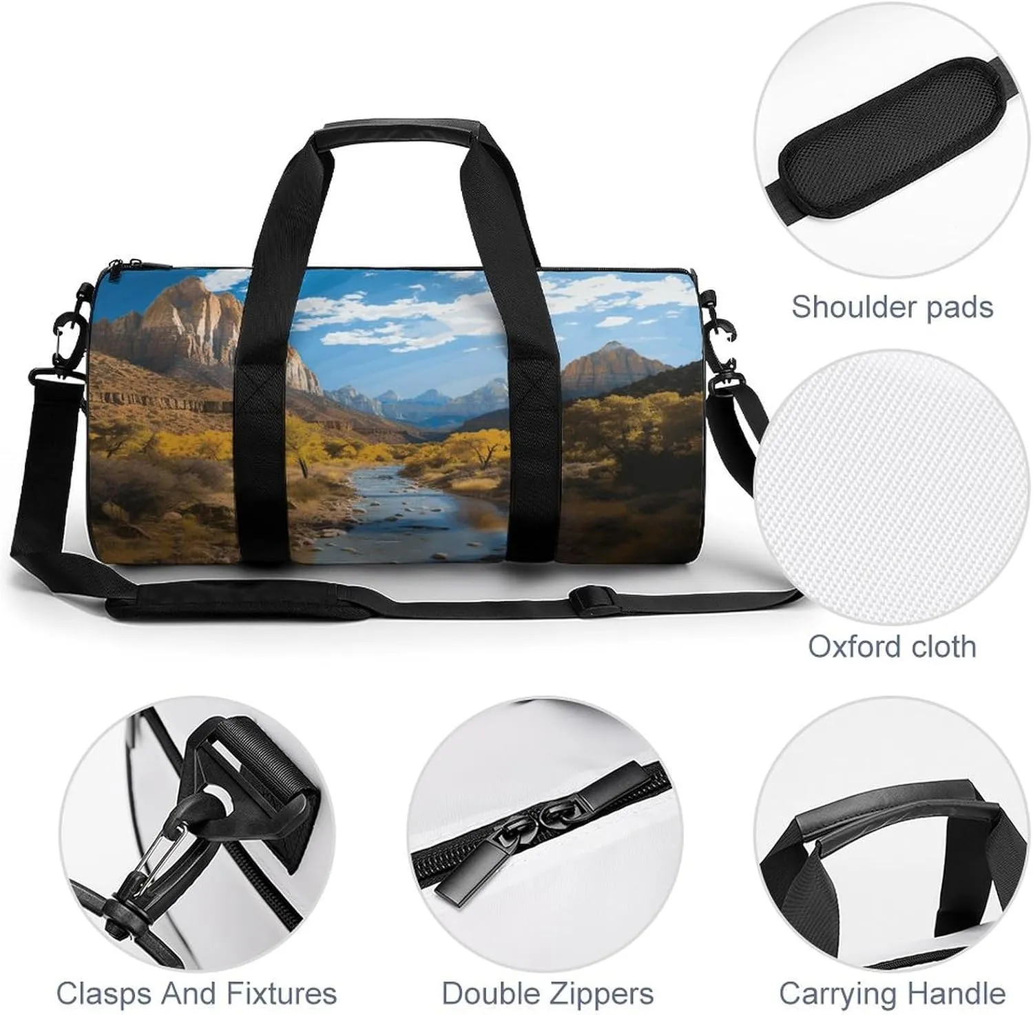 Zion National Park Gym Bag Small Travel Duffle Bag with Compartment Carry On Weekender Bag for Women Men