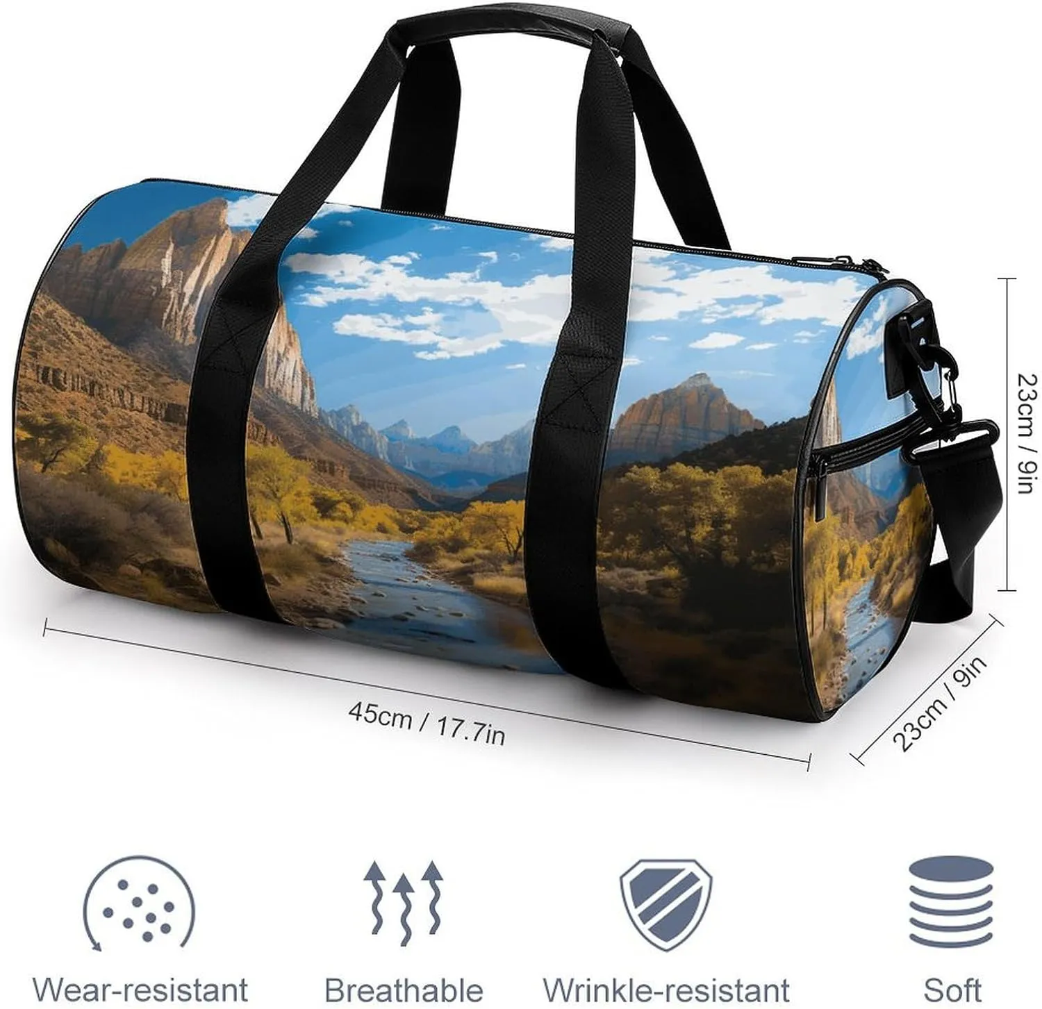Zion National Park Gym Bag Small Travel Duffle Bag with Compartment Carry On Weekender Bag for Women Men