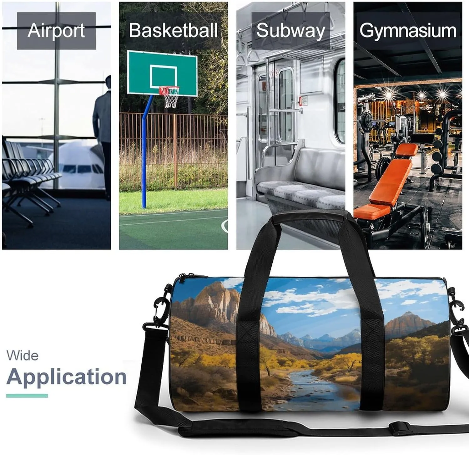 Zion National Park Gym Bag Small Travel Duffle Bag with Compartment Carry On Weekender Bag for Women Men