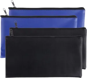 Zipper Bank Bags, 4 Pack Money Pouch PU Leather Cash and Coin Pouch with Zipper (Mix-Color)