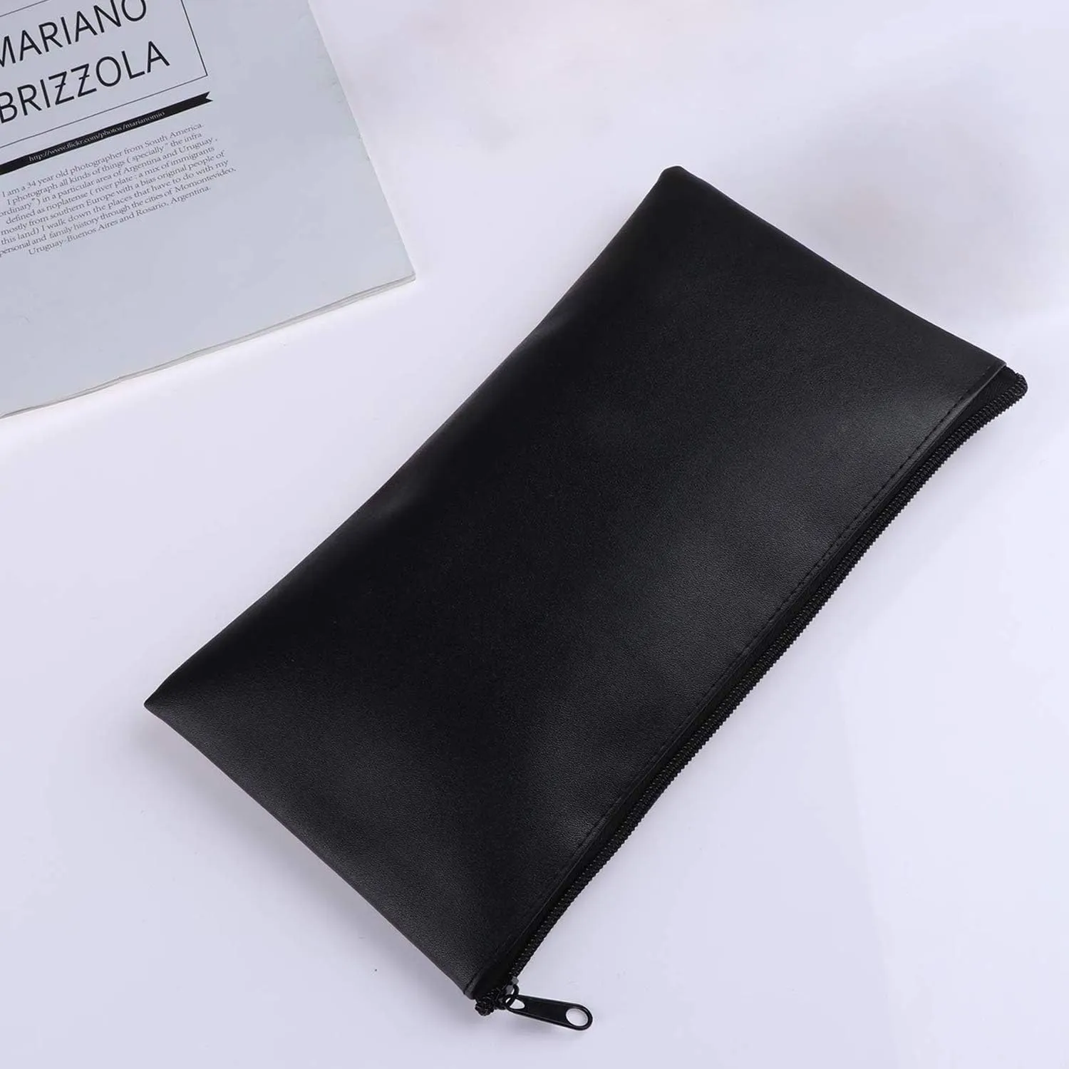 Zipper Bank Bags, 4 Pack Money Pouch PU Leather Cash and Coin Pouch with Zipper (Mix-Color)