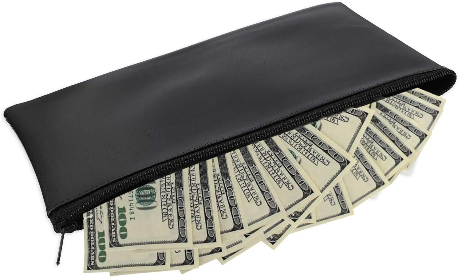 Zipper Bank Bags, 4 Pack Money Pouch PU Leather Cash and Coin Pouch with Zipper (Mix-Color)