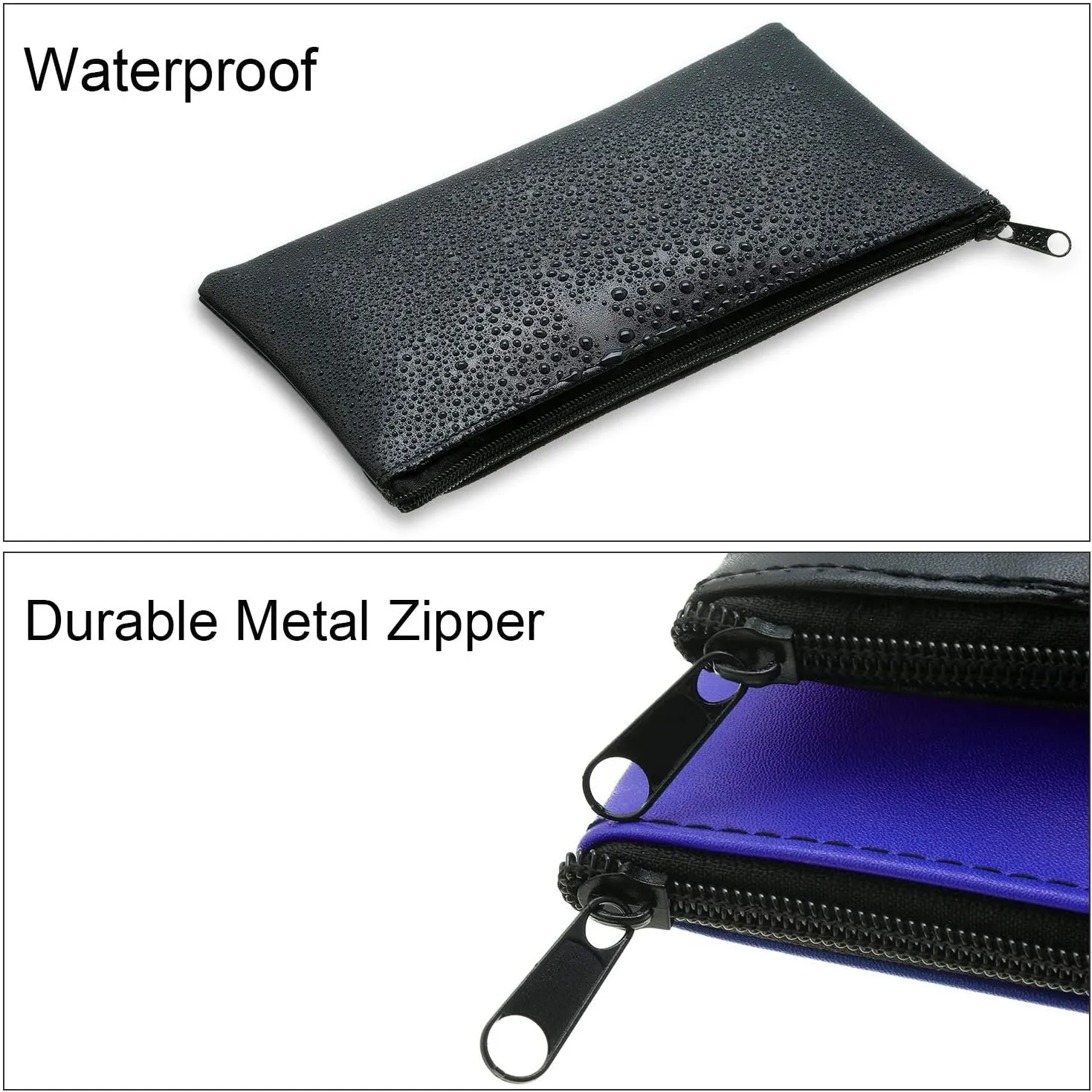 Zipper Bank Bags, 4 Pack Money Pouch PU Leather Cash and Coin Pouch with Zipper (Mix-Color)